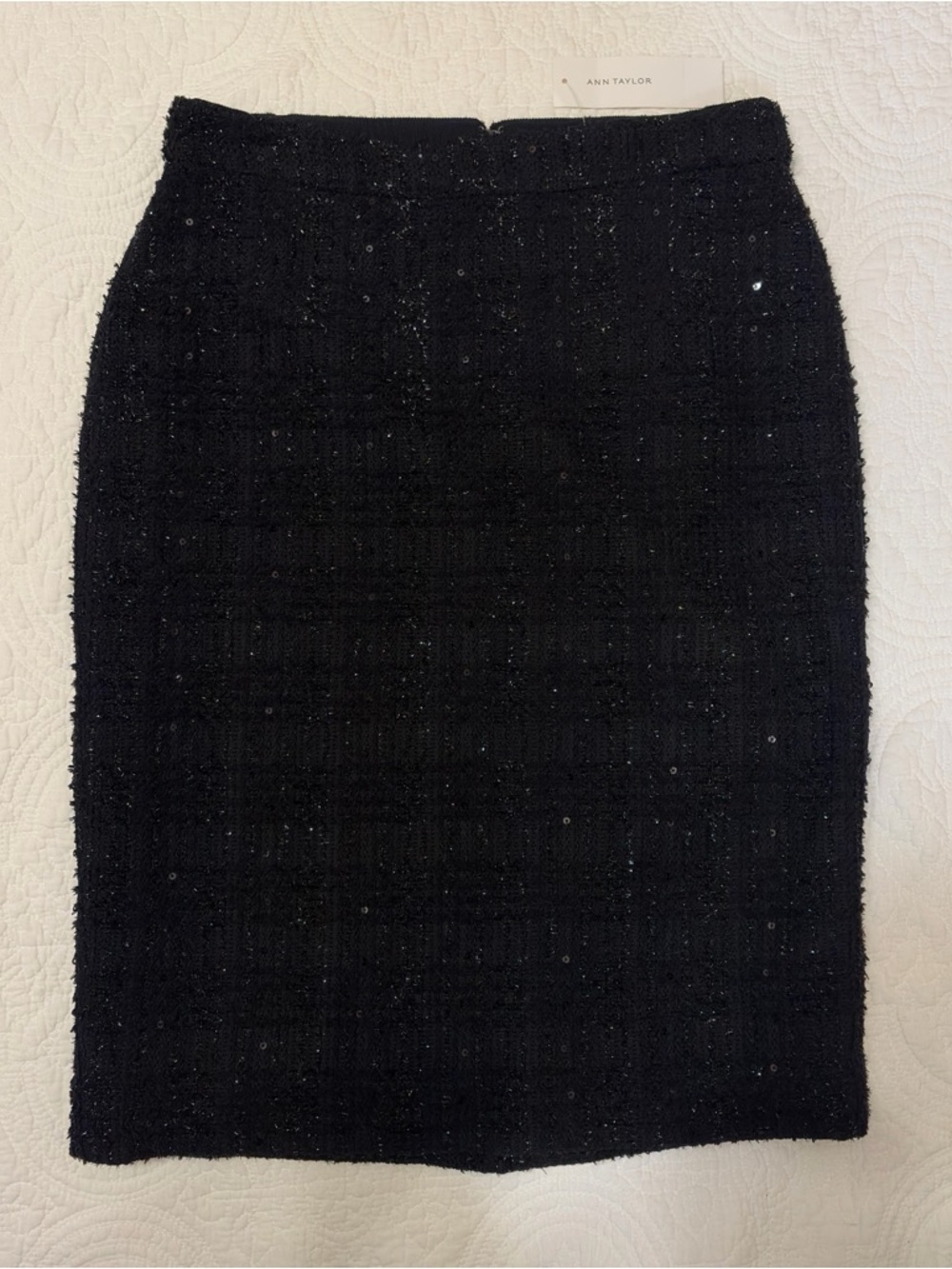 Ann Taylor Black Tweed Sequin Pencil Skirt